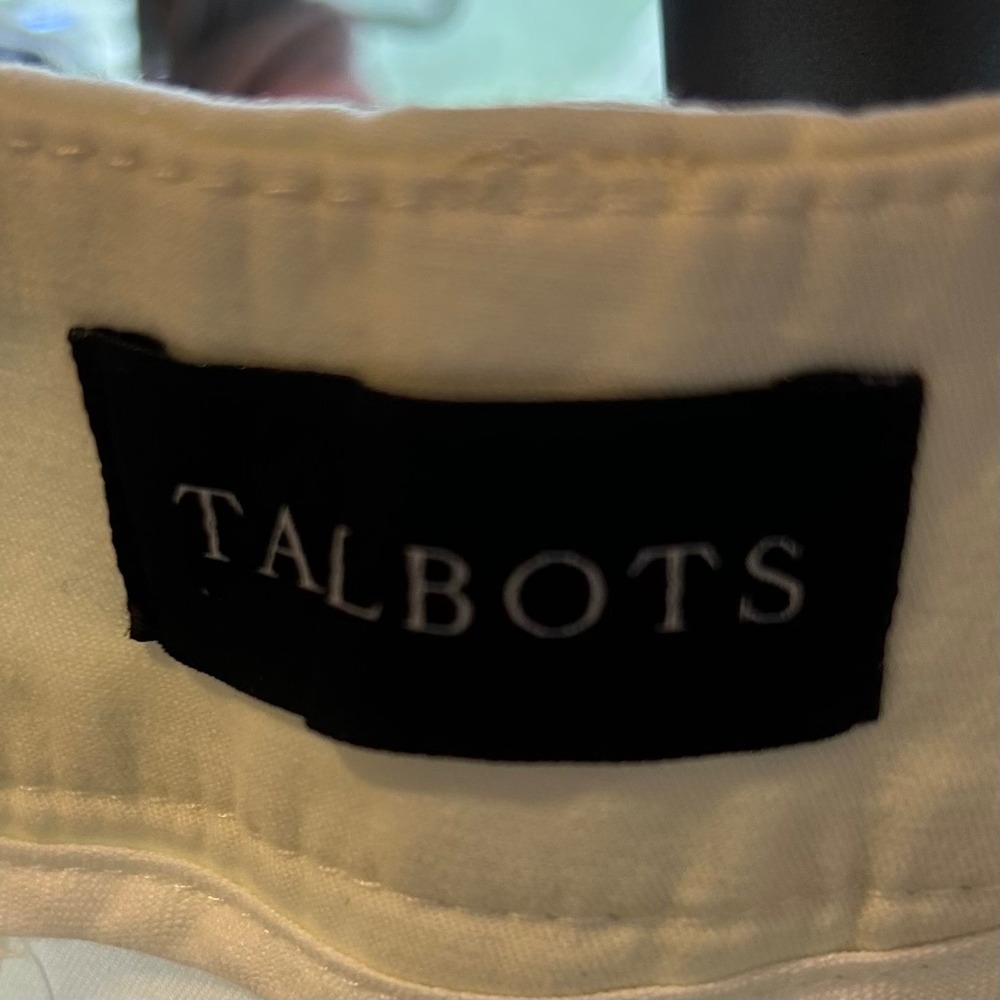 Talbots Womens 16 Relaxed Chino Pants Ivory Pink Floral Embroidered Straight Leg - Picture 8 of 9
